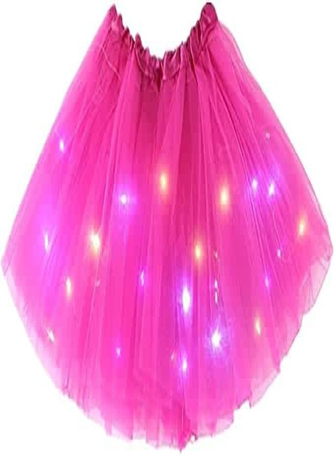 Bybyseno Girl Tutu Skirt, Light Up LED Ballet Tutu Skirt 2-8 Years Fluffy Ballet Dress Up Costume for Kids Party 3-Layer Multicolor Tutu Skirts (Rose) - Image 1